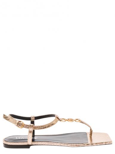 golden medusa leather sandals