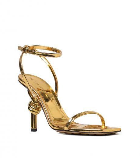 golden metallic leather heels