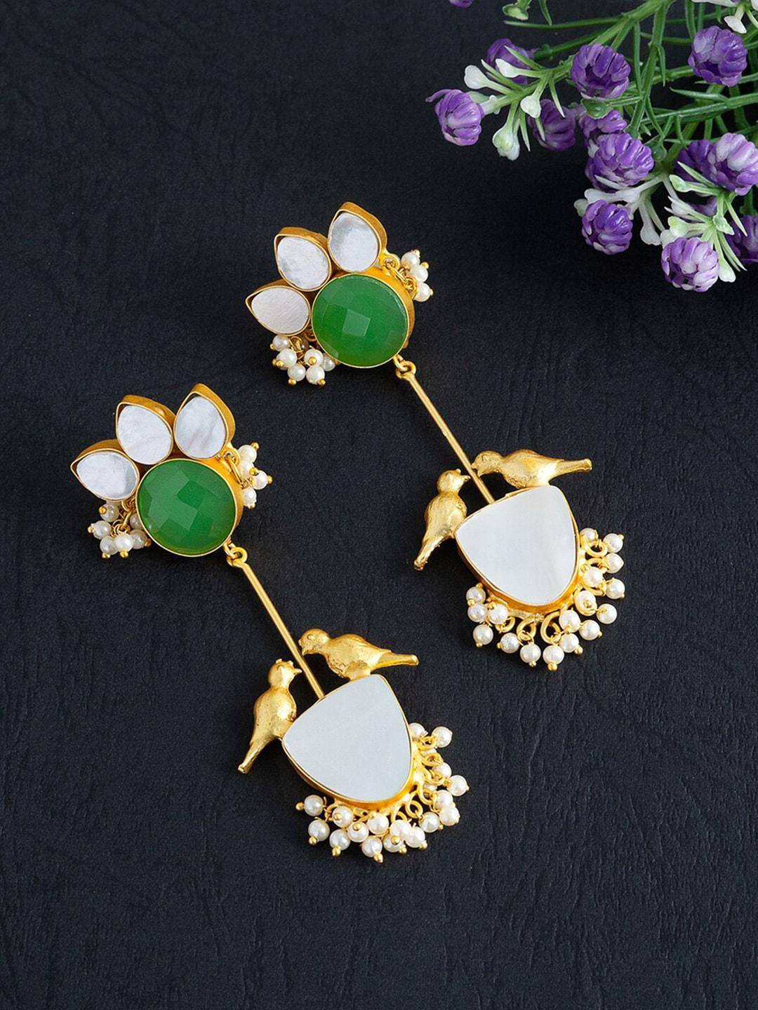 golden peacock contemporary drop earrings