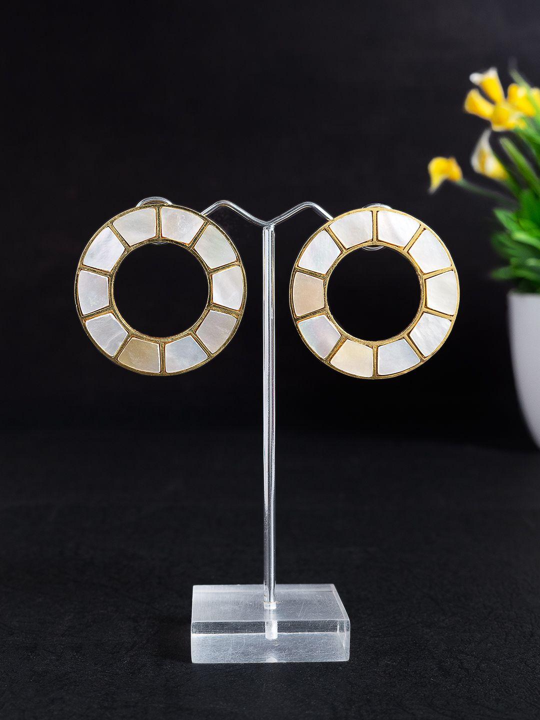 golden peacock gold-plated circular drop earrings