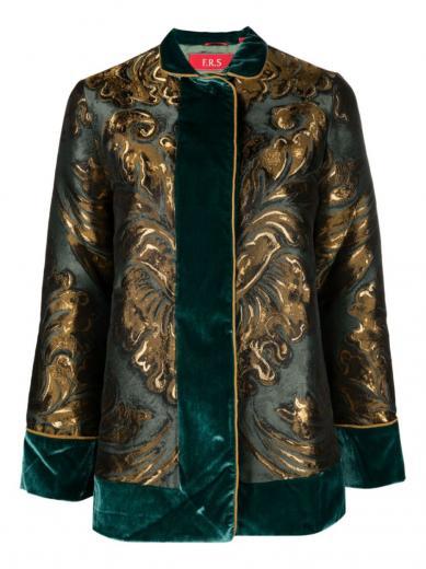 golden printed cotton blend jacket