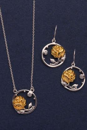 golden rose in circle necklace set