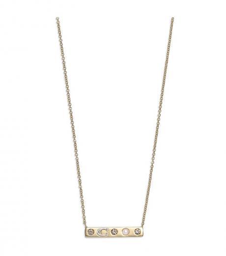 golden signature bar pendant necklace