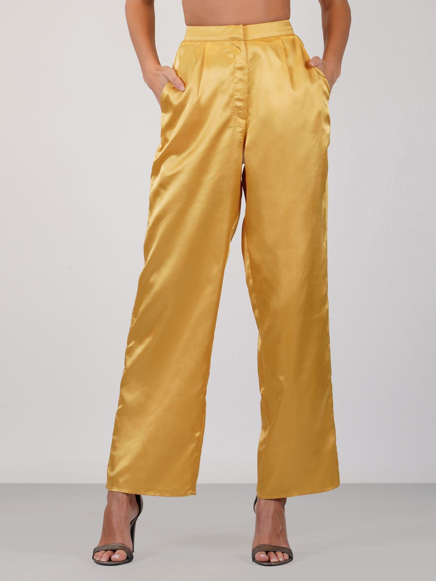 golden solid wide leg pants