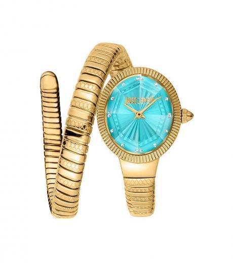 golden turquoise dial signature snake watch