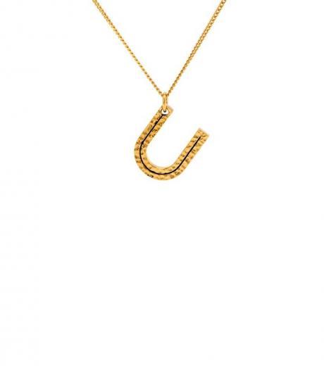 golden u letter charm necklace