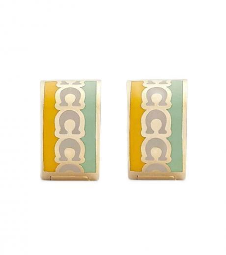 golden yellow signature enamel earrings