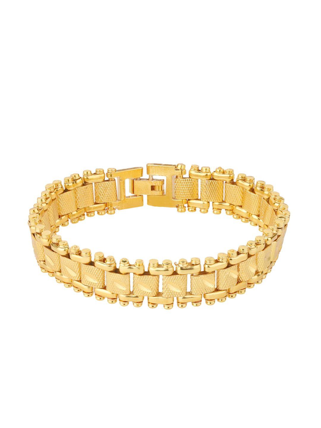 goldnera men gold-toned handcrafted gold-plated wraparound bracelet