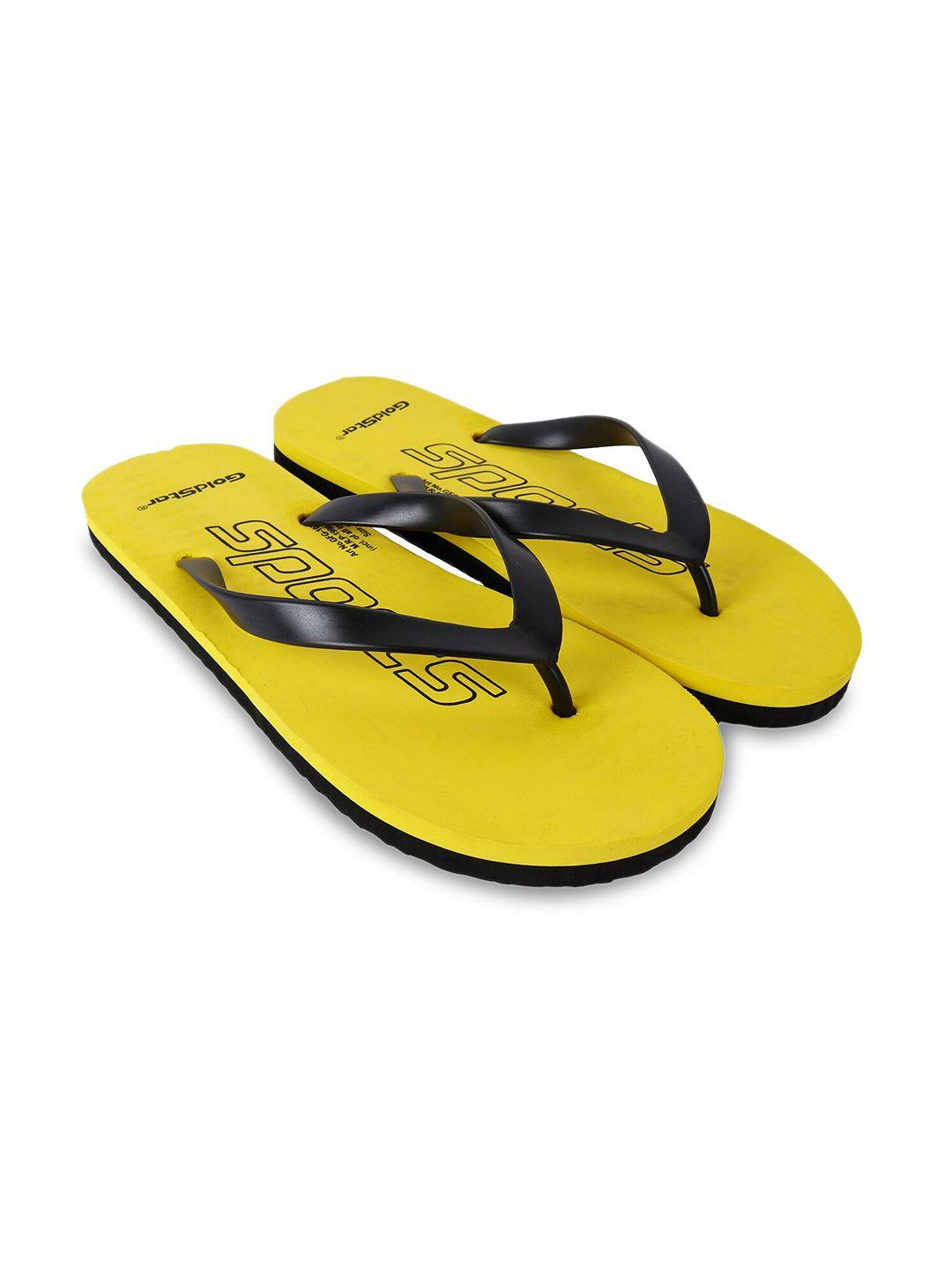 goldstar men yellow & black printed rubber thong flip-flops