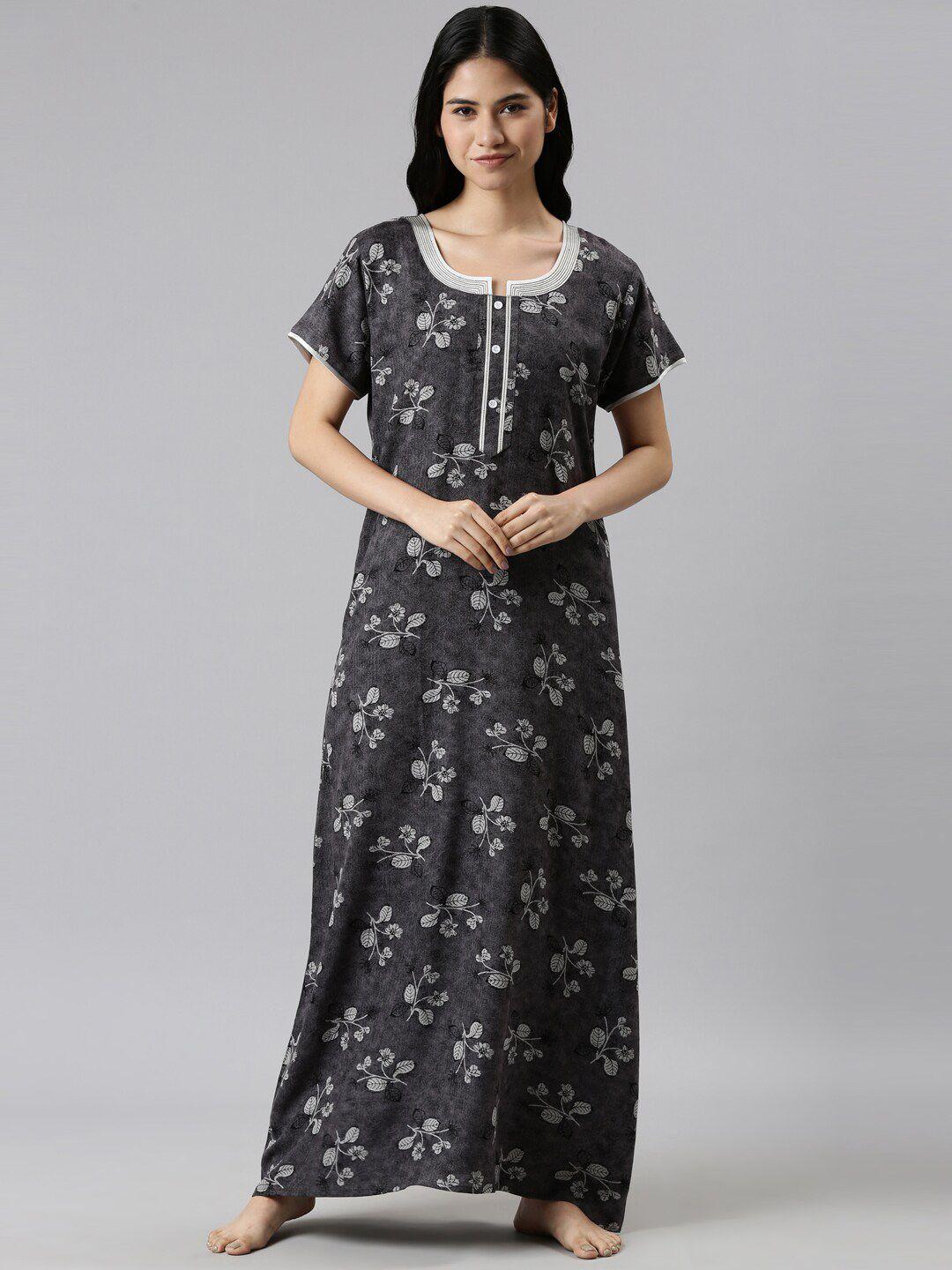 goldstroms black printed maxi nightdress