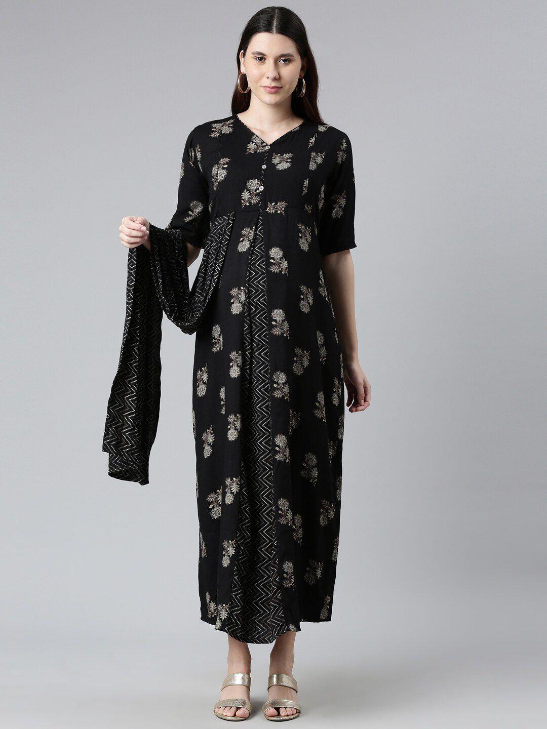 goldstroms black printed maxi nightdress