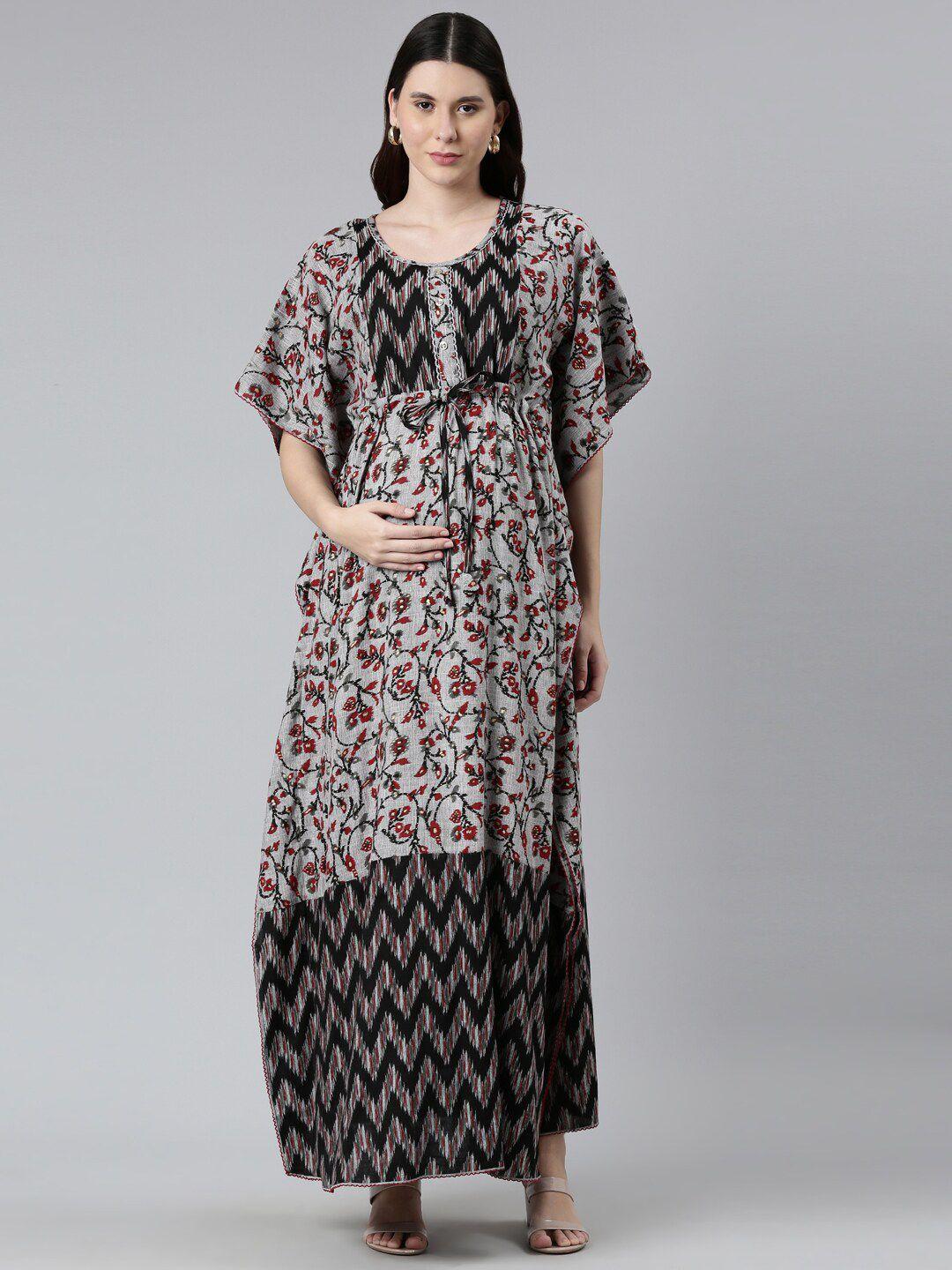 goldstroms black printed maxi nightdress