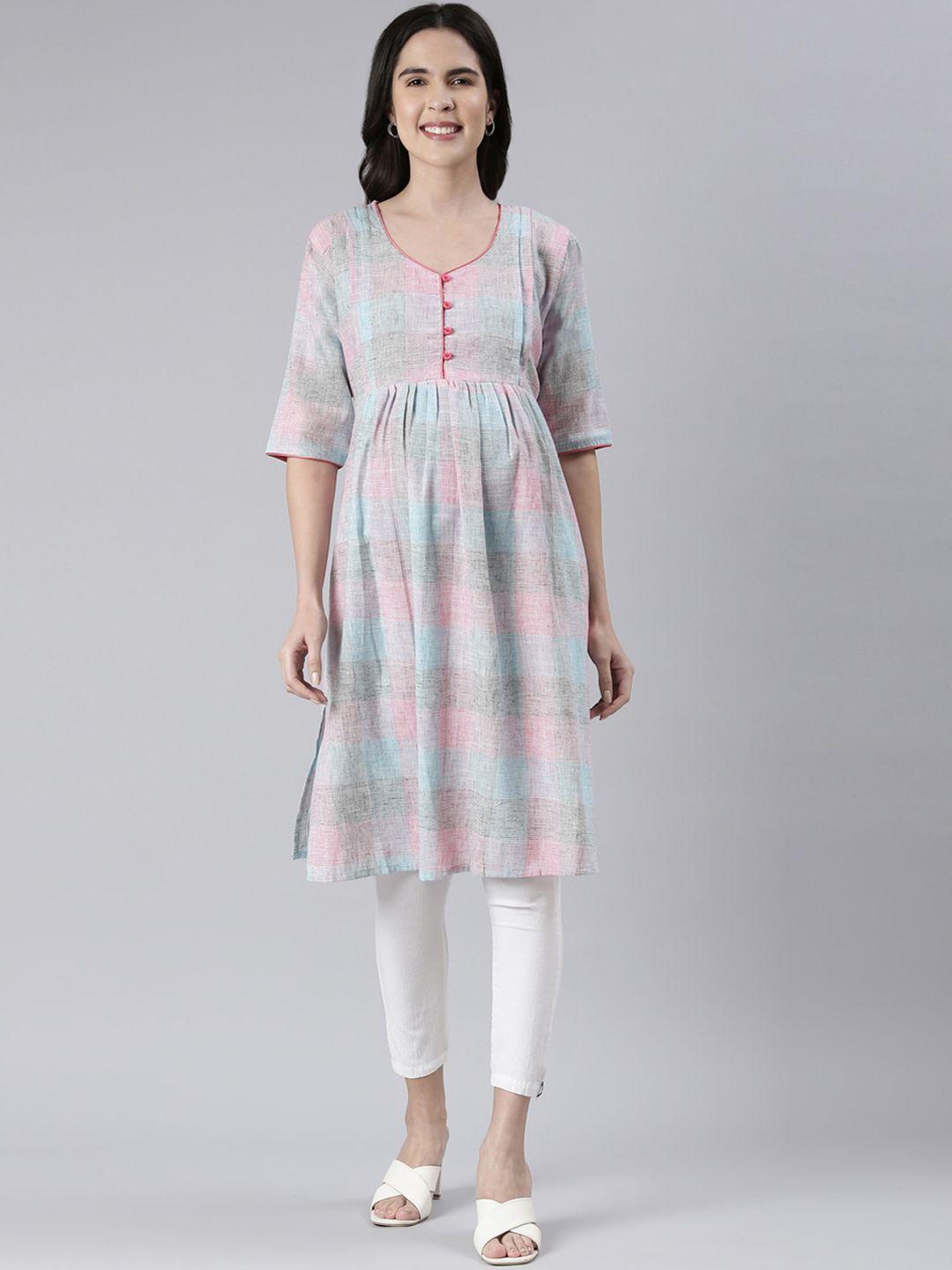 goldstroms checked rayon a-line maternity kurta