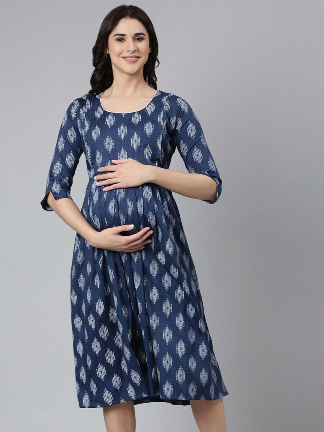 goldstroms ethnic motifs printed maternity fit & flare dress