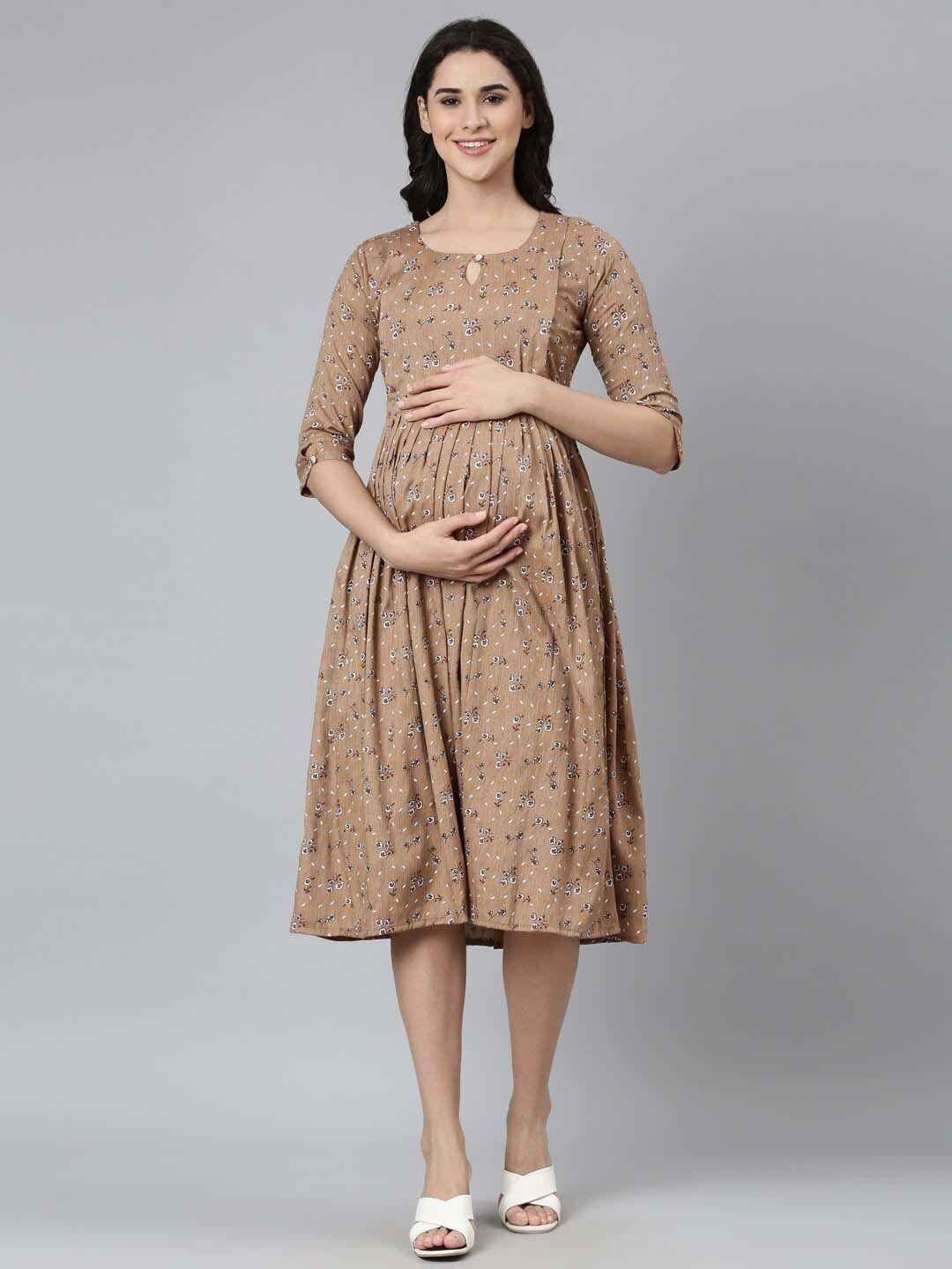 goldstroms floral printed maternity fit & flare dress