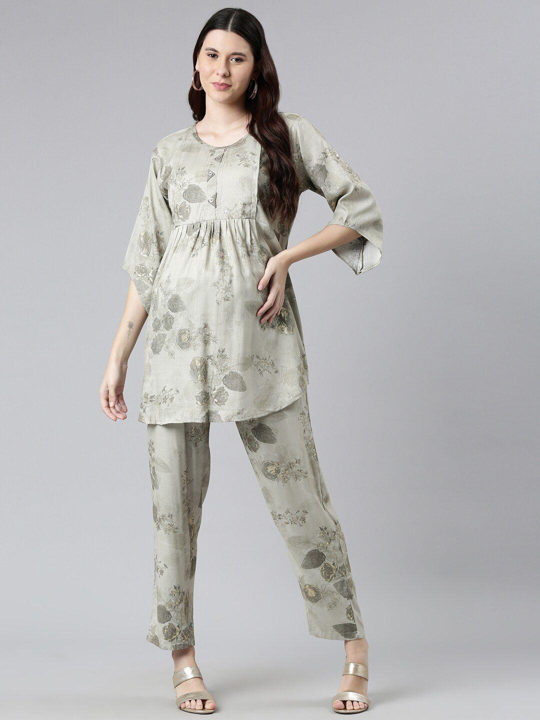 goldstroms floral printed maternity kurti with trousers
