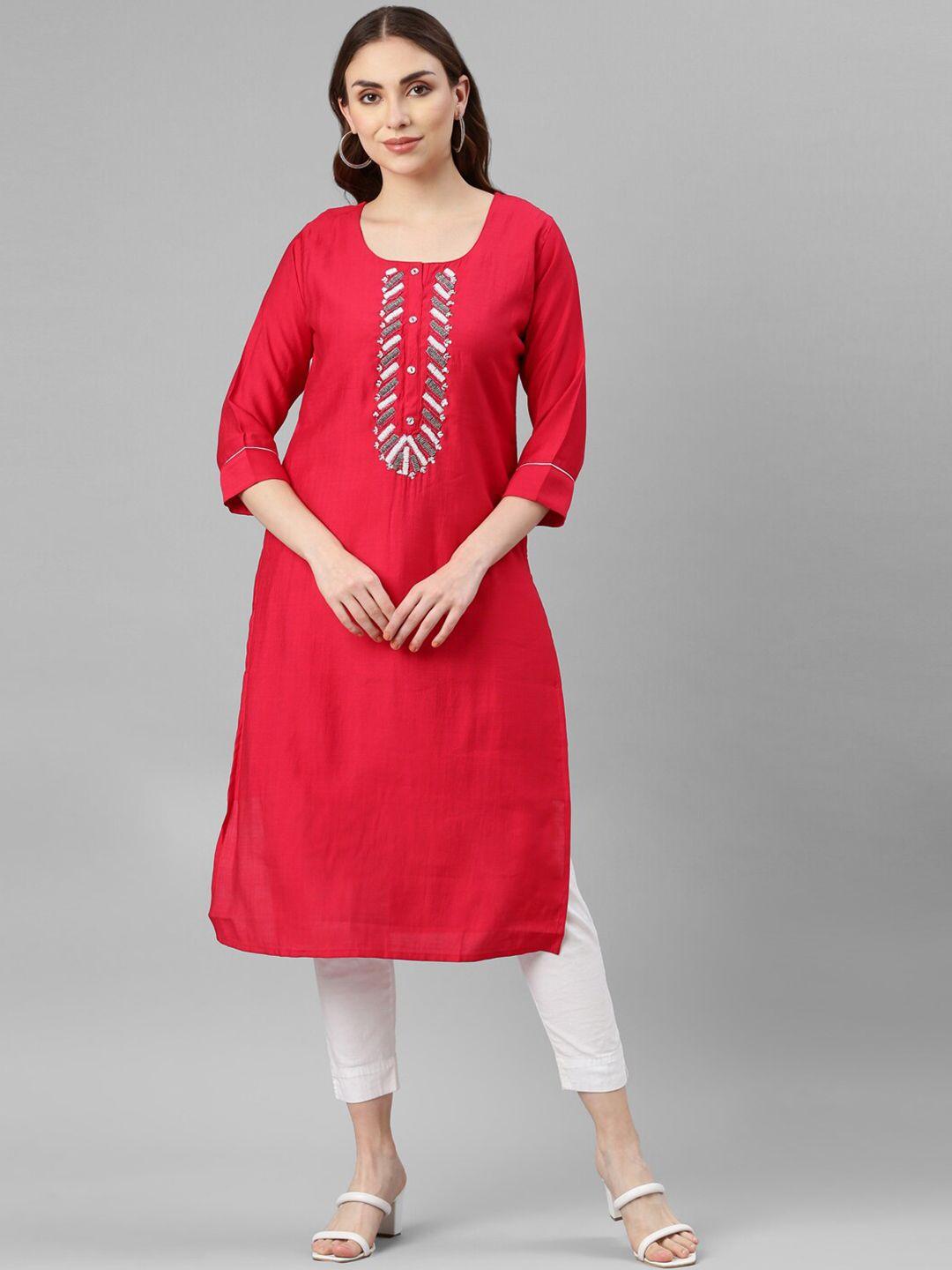 goldstroms geometric embroidered beads & stone straight kurta