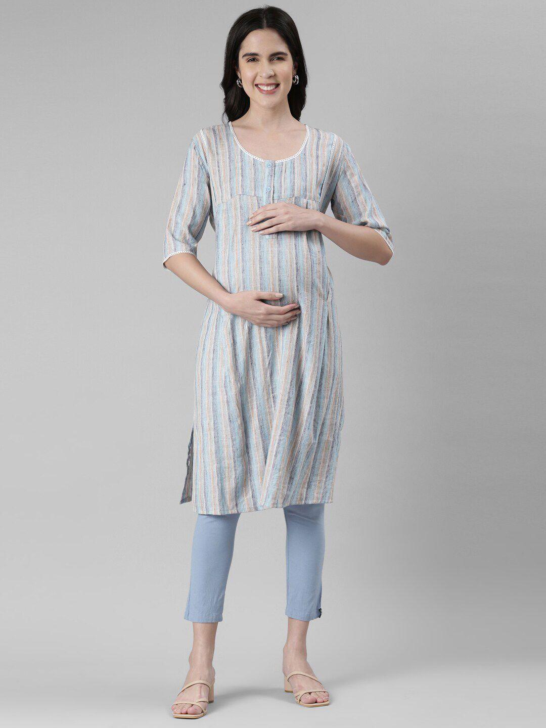 goldstroms maternity striped pleated a-line kurta