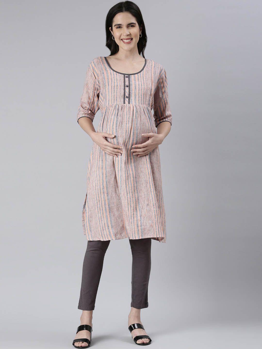 goldstroms striped printed a-line maternity kurta