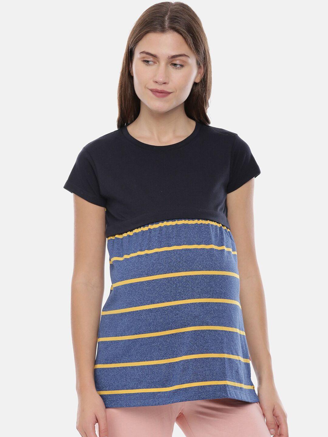 goldstroms striped relaxed fit round neck longline maternity feeding t-shirt