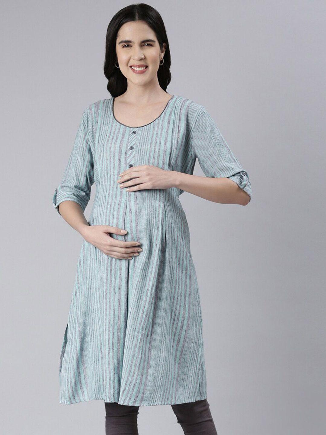 goldstroms striped roll up sleeves maternity kurta