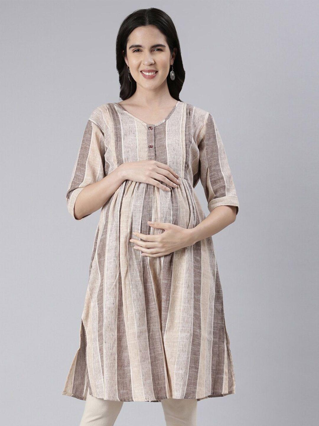 goldstroms striped v neck maternity a-line kurta