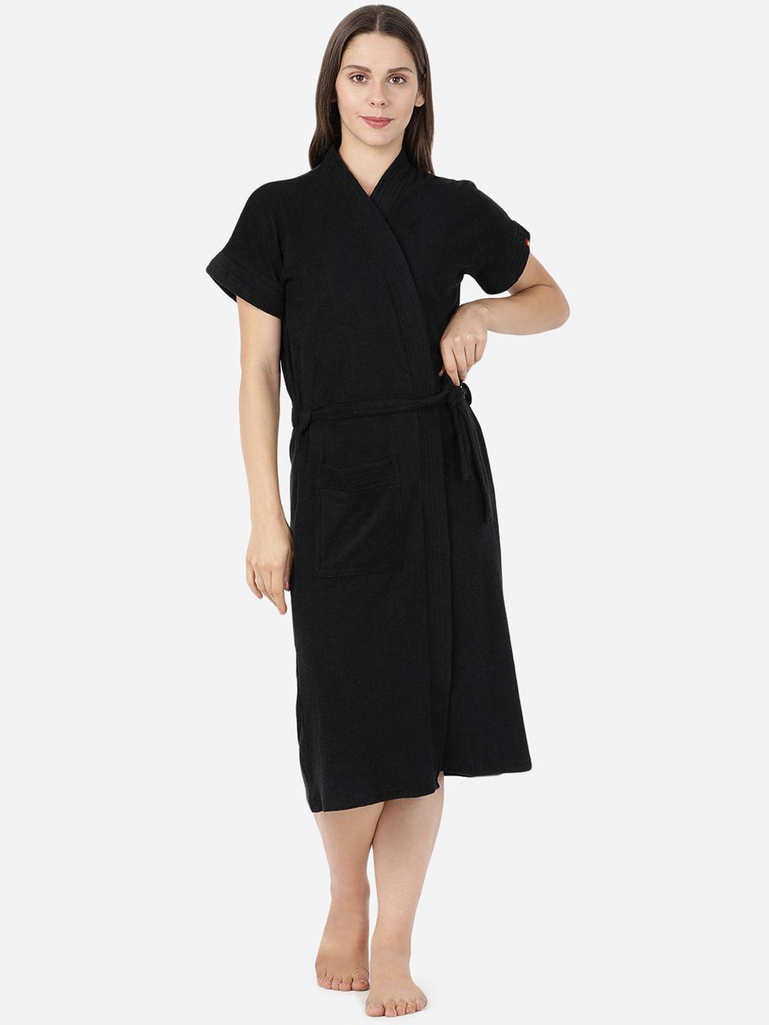 goldstroms women black solid bathrobe
