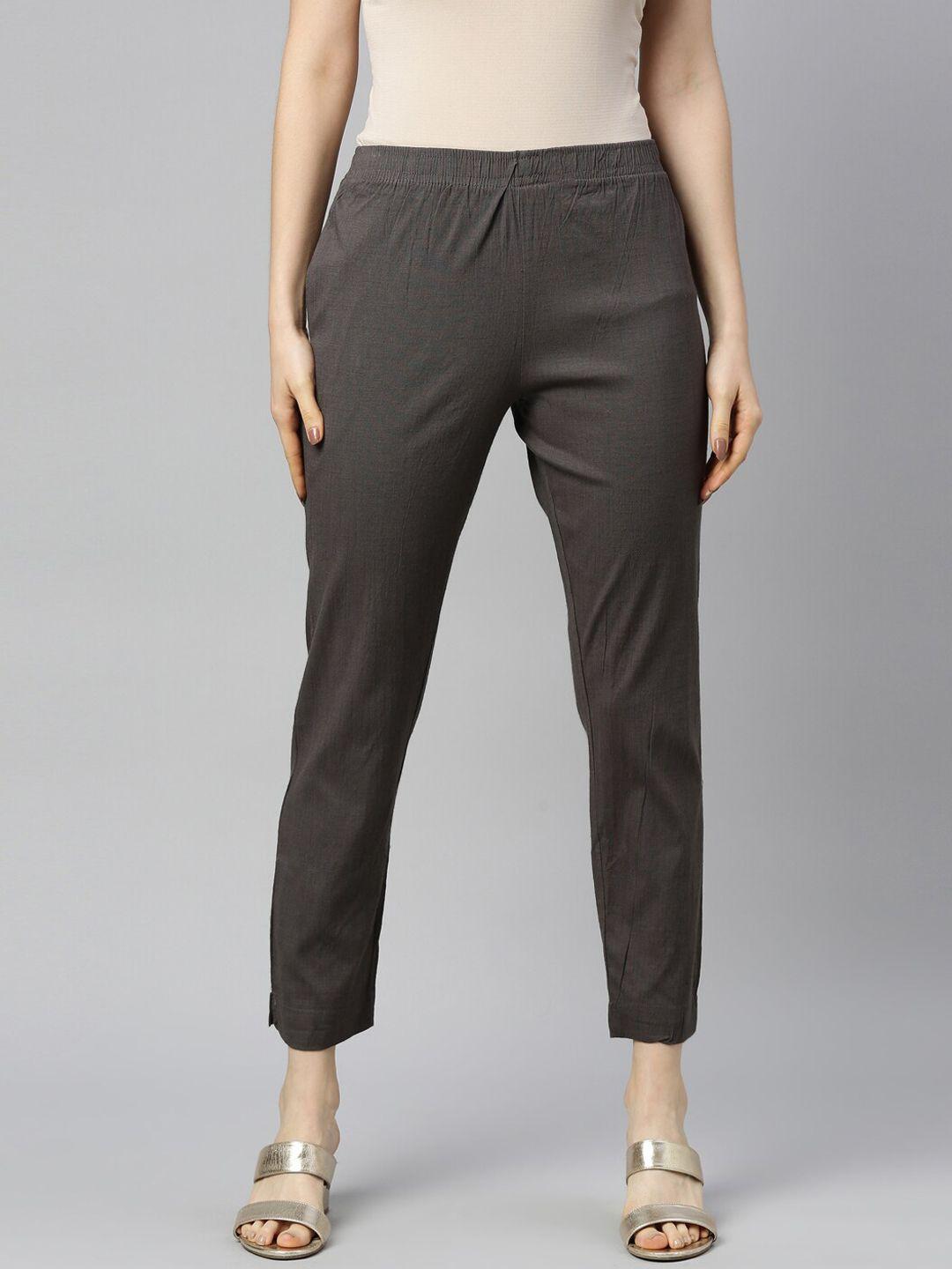 goldstroms women grey cotton trousers