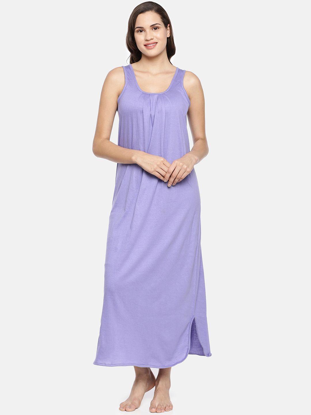 goldstroms women lavender solid nightdress