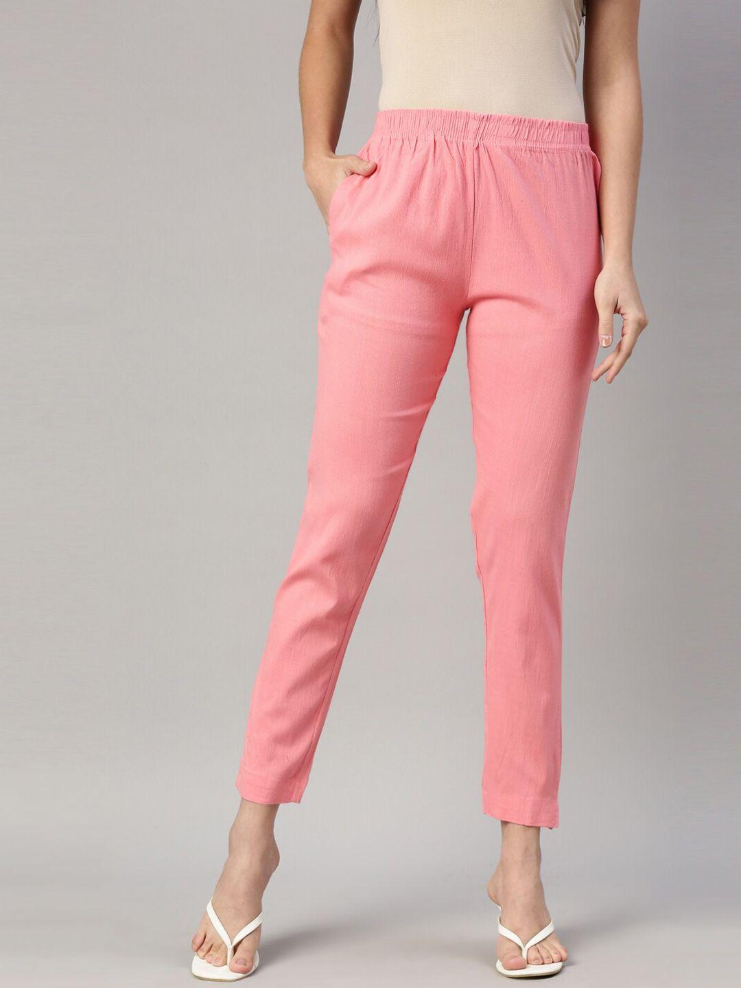 goldstroms women pink cotton trousers