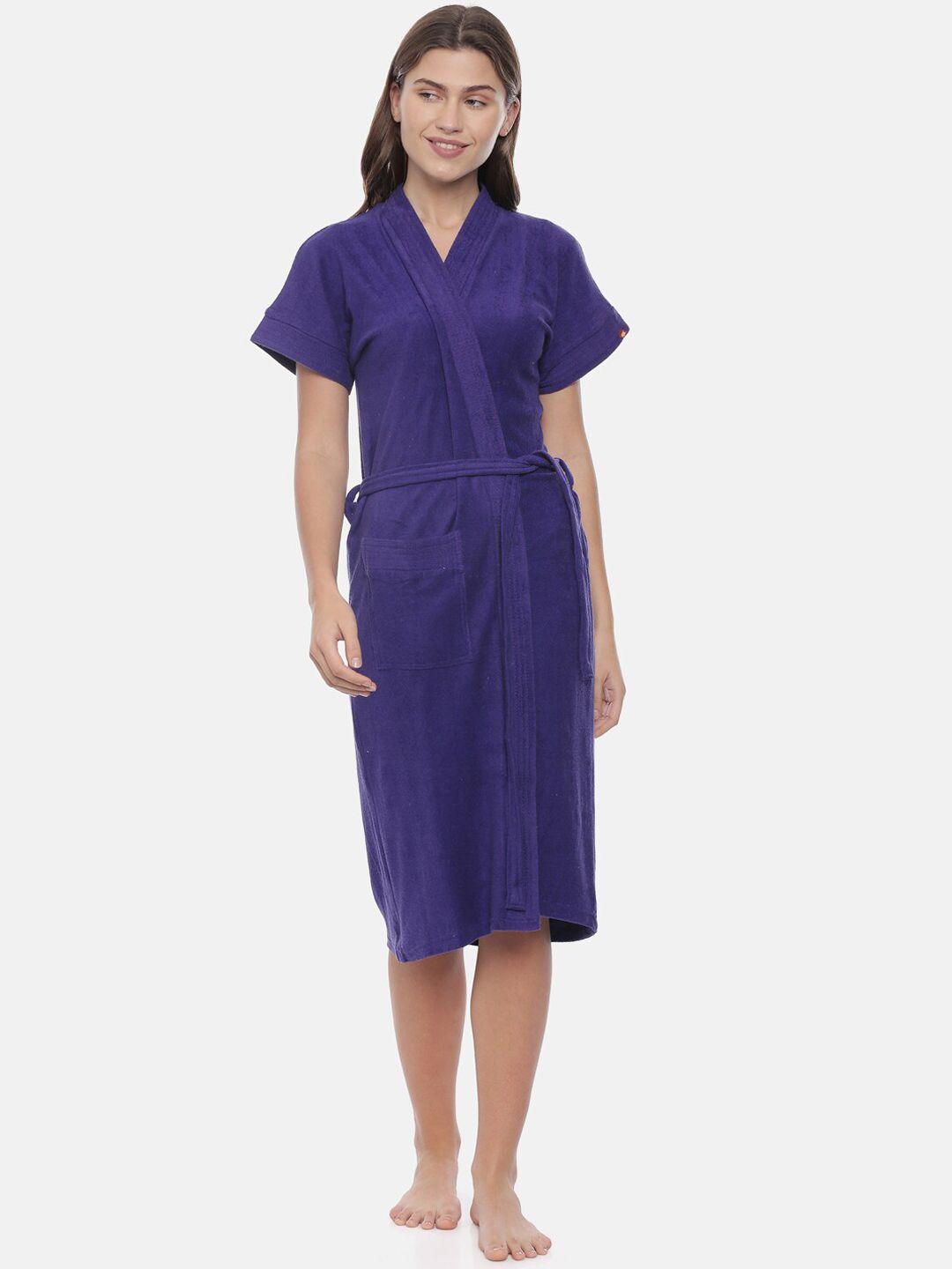 goldstroms women purple solid cotton bath robe