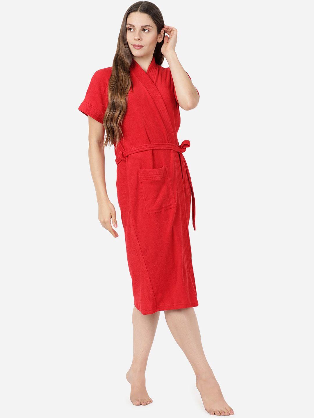 goldstroms women red solid bathrobe