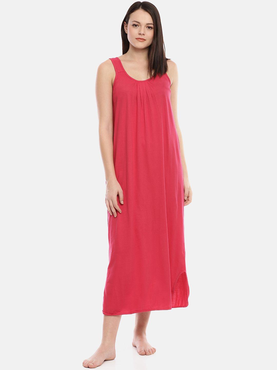 goldstroms women red solid nightdress