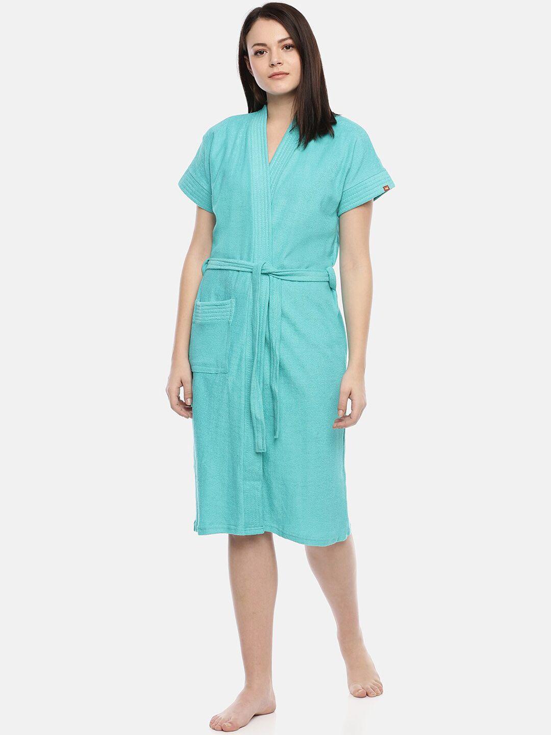 goldstroms women turquoise blue solid bathrobe