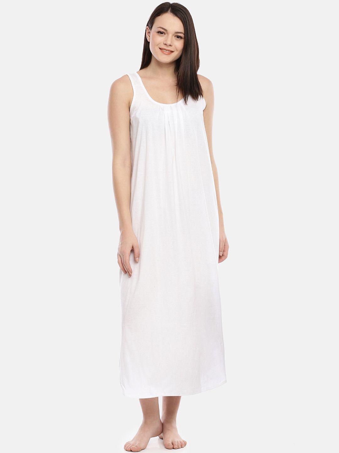 goldstroms women white solid nightdress