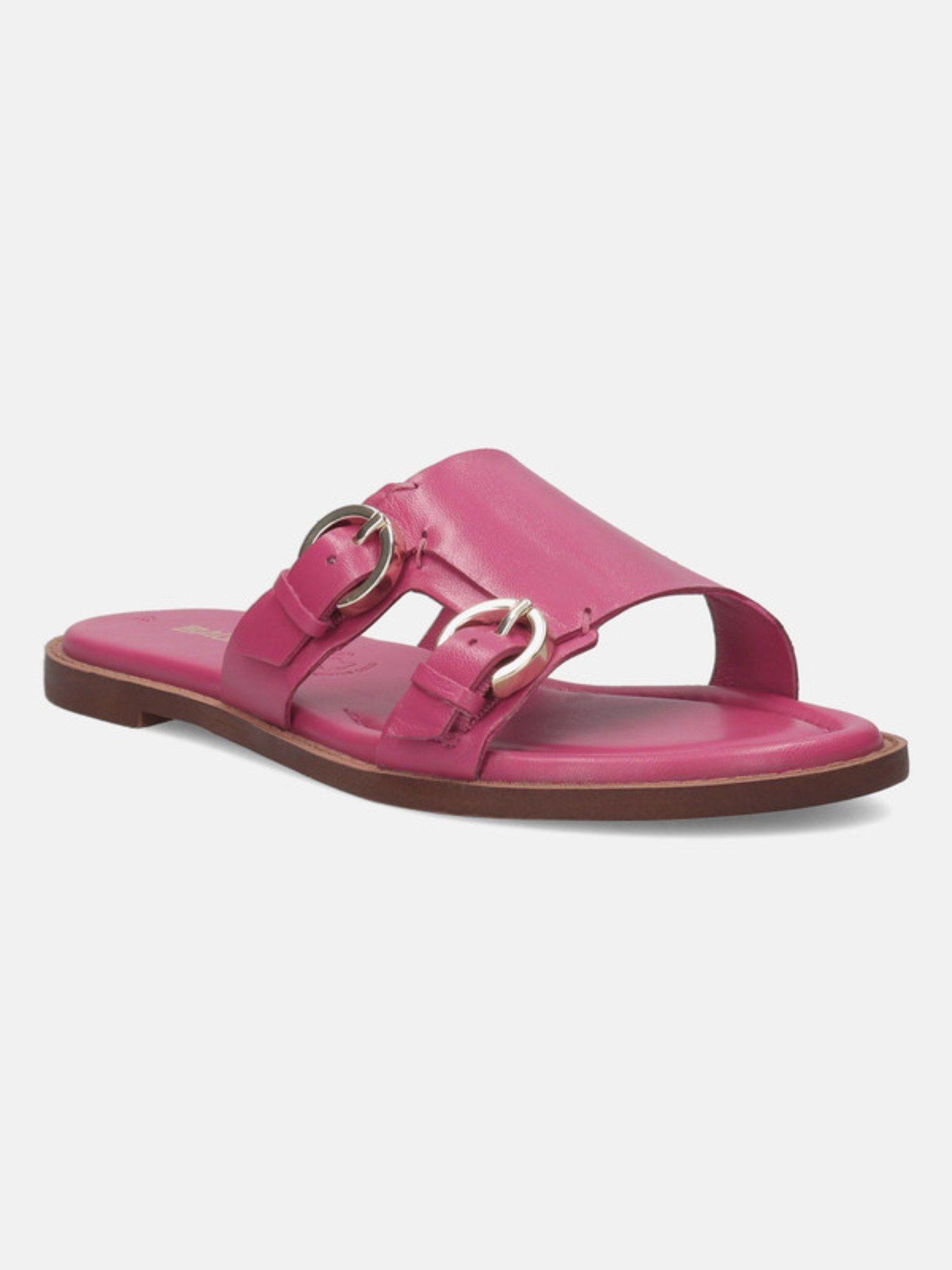 goldy pink leather womens flats