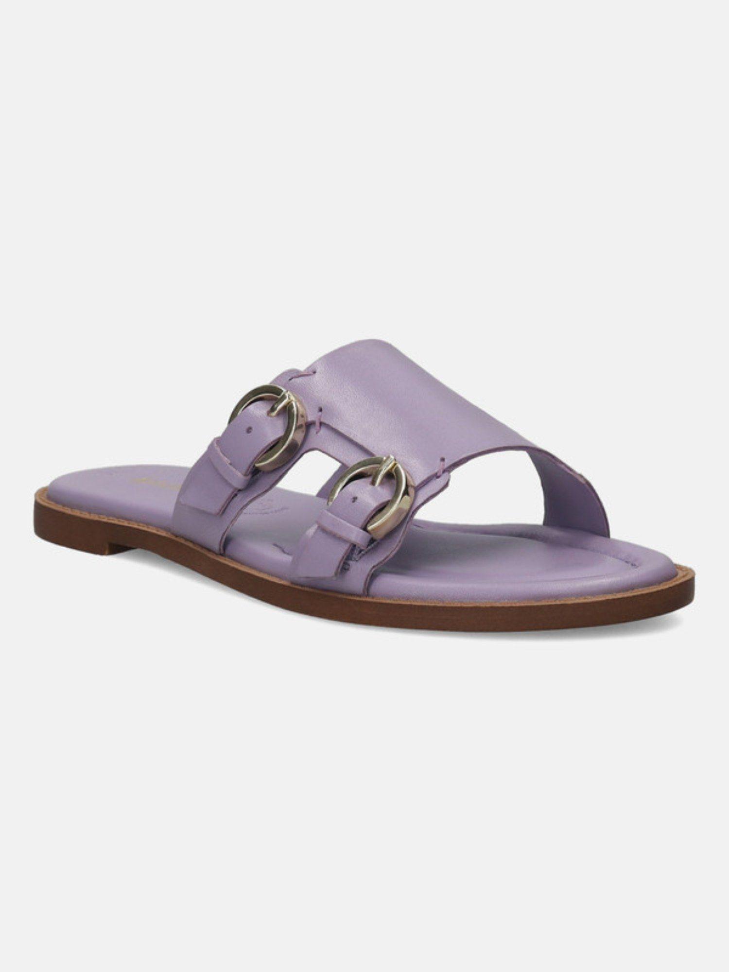 goldy purple leather womens flats