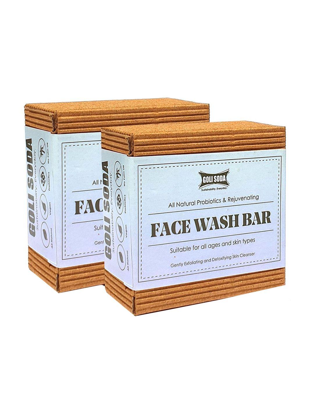 goli soda set of 2 all natural probiotics & rejuvenating face wash bars - 90g each