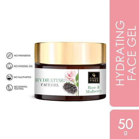 good vibes rose & mulberry hydrating face gel |anti-ageing, skin glowing, lightening | no parabens, no sulphates, no mineral oil (50 g)