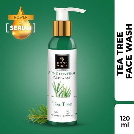 good vibes tea tree acne control face wash with power of serum (120 ml)