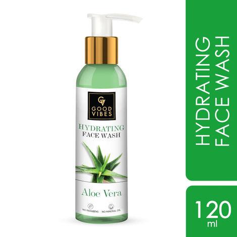 good vibes aloe vera hydrating face wash | hydrating, cleansing | no parabens, no mineral oil, no animal testing (120 ml)