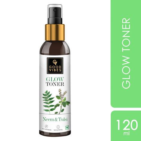 good vibes neem & tulsi glow toner | with cucumber | hydrating, purifying | no parabens, no alcohol, no sulphates, no mineral oil (120 ml)