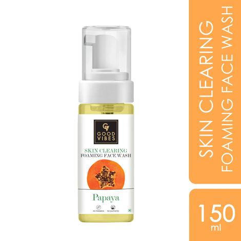 good vibes papaya skin clearing foaming face wash | oil control, detoxifying, nourishing | no parabens, no sulphates, no mineral oil (150ml)