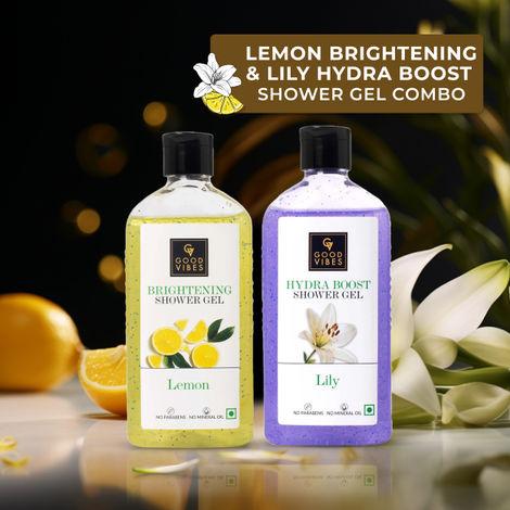 good vibes refresh and brighten your skin with our lemon brightening and lily shower gel combo