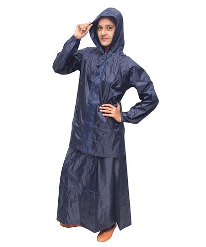 goodluck rain coat waterproof rain skirt top for womens (navyblue, xxxxl)