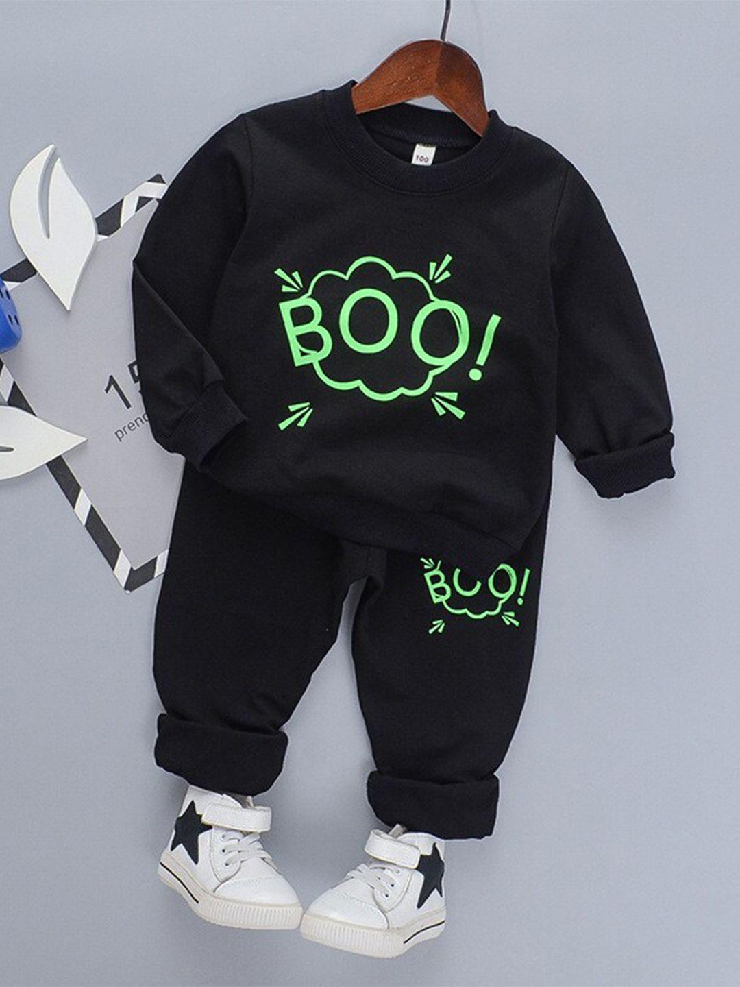 googo gaaga boys typography printed pure cotton t-shirt with trousers