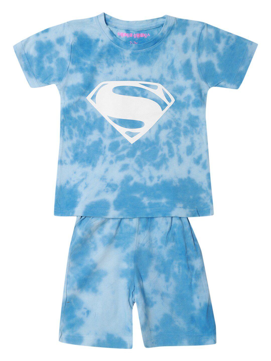 googo gaaga boys blue & white dyed t-shirt with shorts