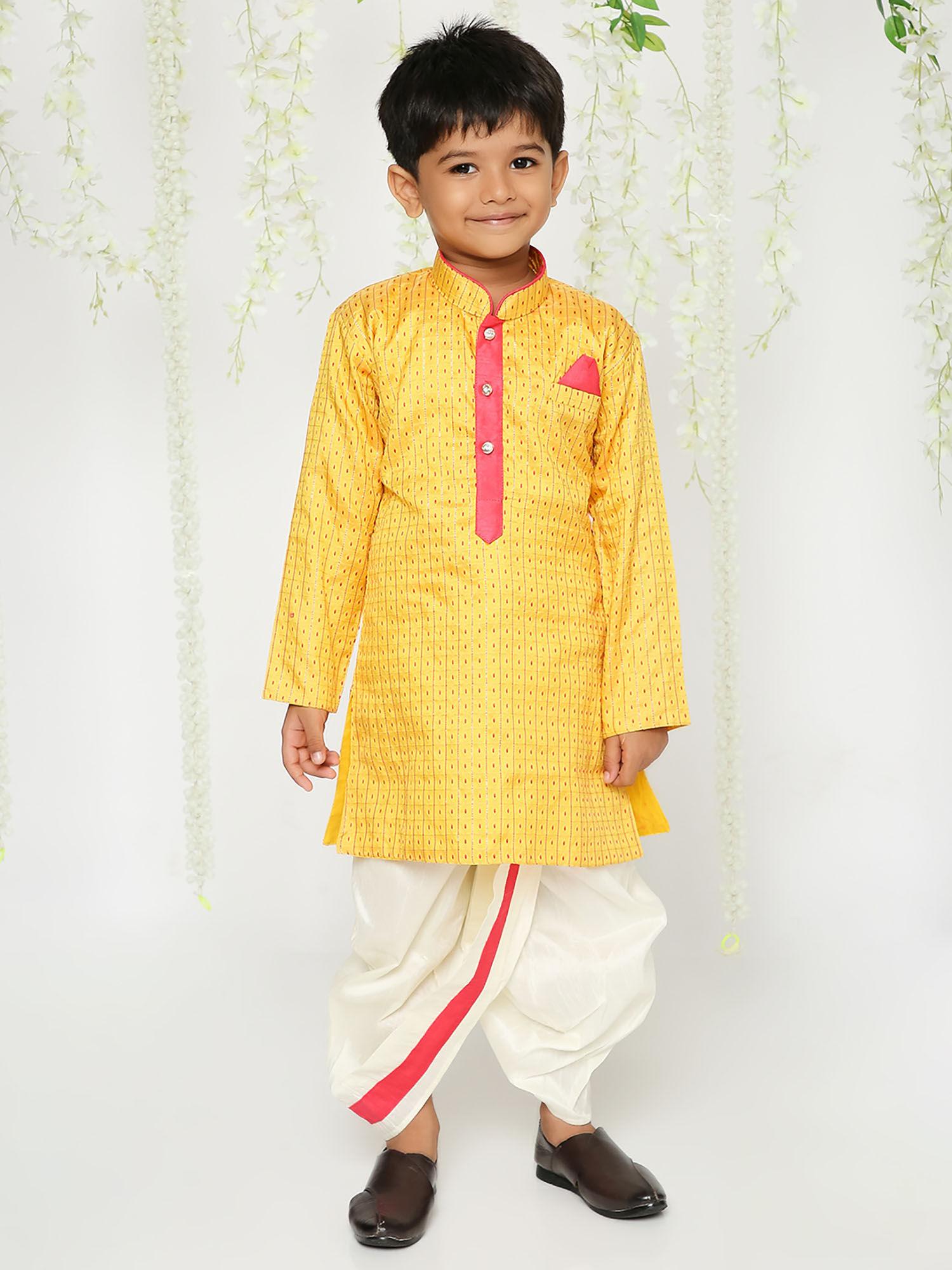 gopalan silk kurta dhoti yellow (set of 2)