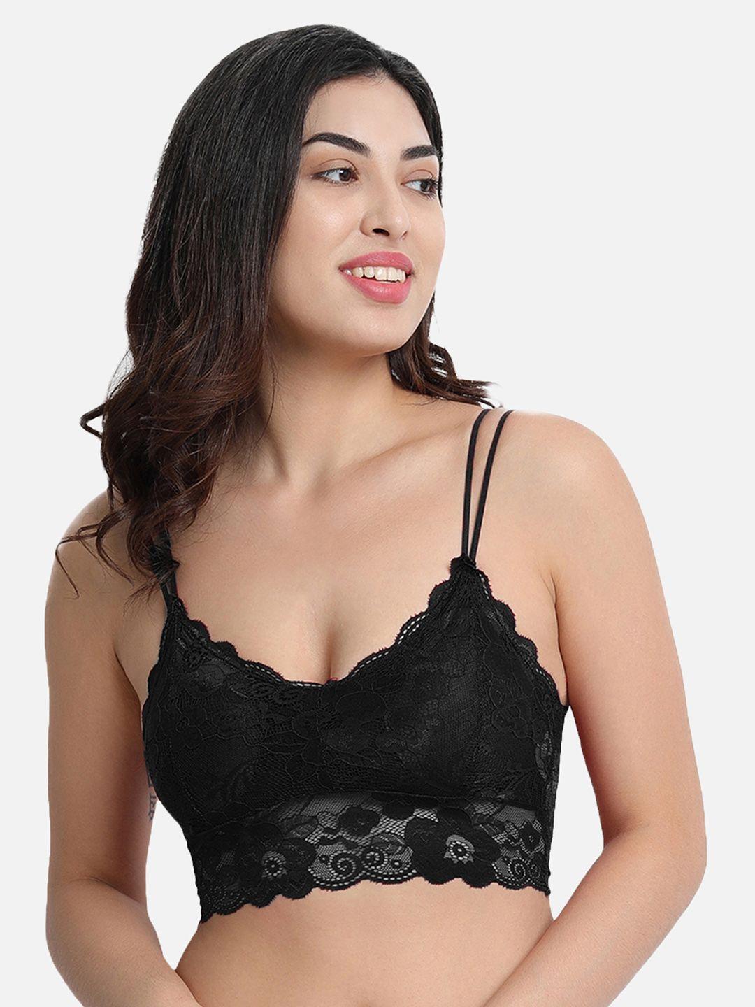 gopalvilla women black lightly padded bralette bra