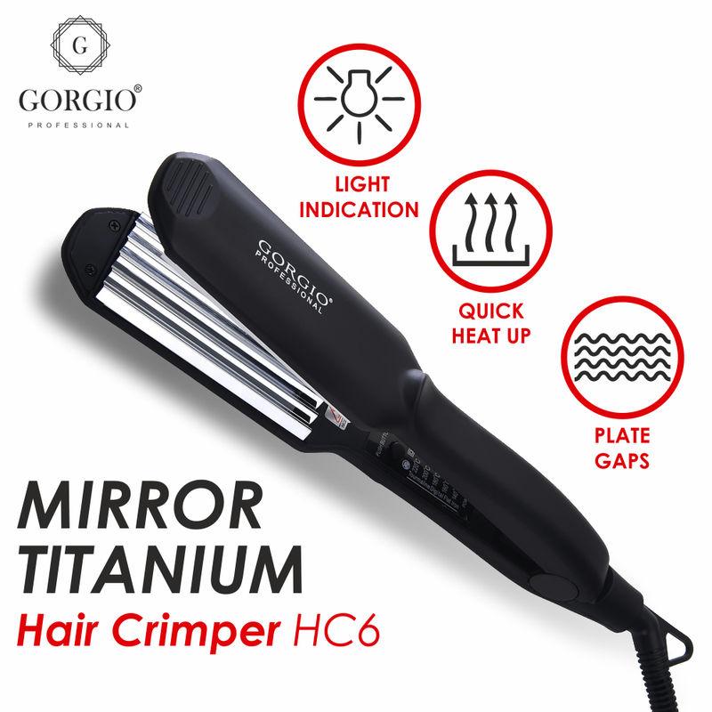 gorgio professional mirror titanium hair crimper hc-06